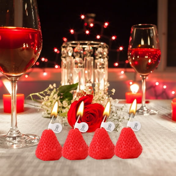 Luxicdy 4PCS Strawberries Candles Gifts for Women, Aromatherapy Candle, Room Decor Cute Strawberries Shaped Scented Candles, Aesthetic Decorative(Red)