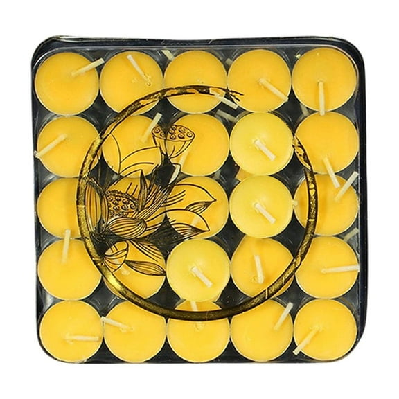 Luxicdy 50 Pcs Smokeless Unscented Tea Lights Candles in Bulk, Small Candle Lights Aromatherapy 1 Hours Tea Wax, Small Votive Mini Tealight Candles for Home Pool Shabbat Weddings(Yellow)