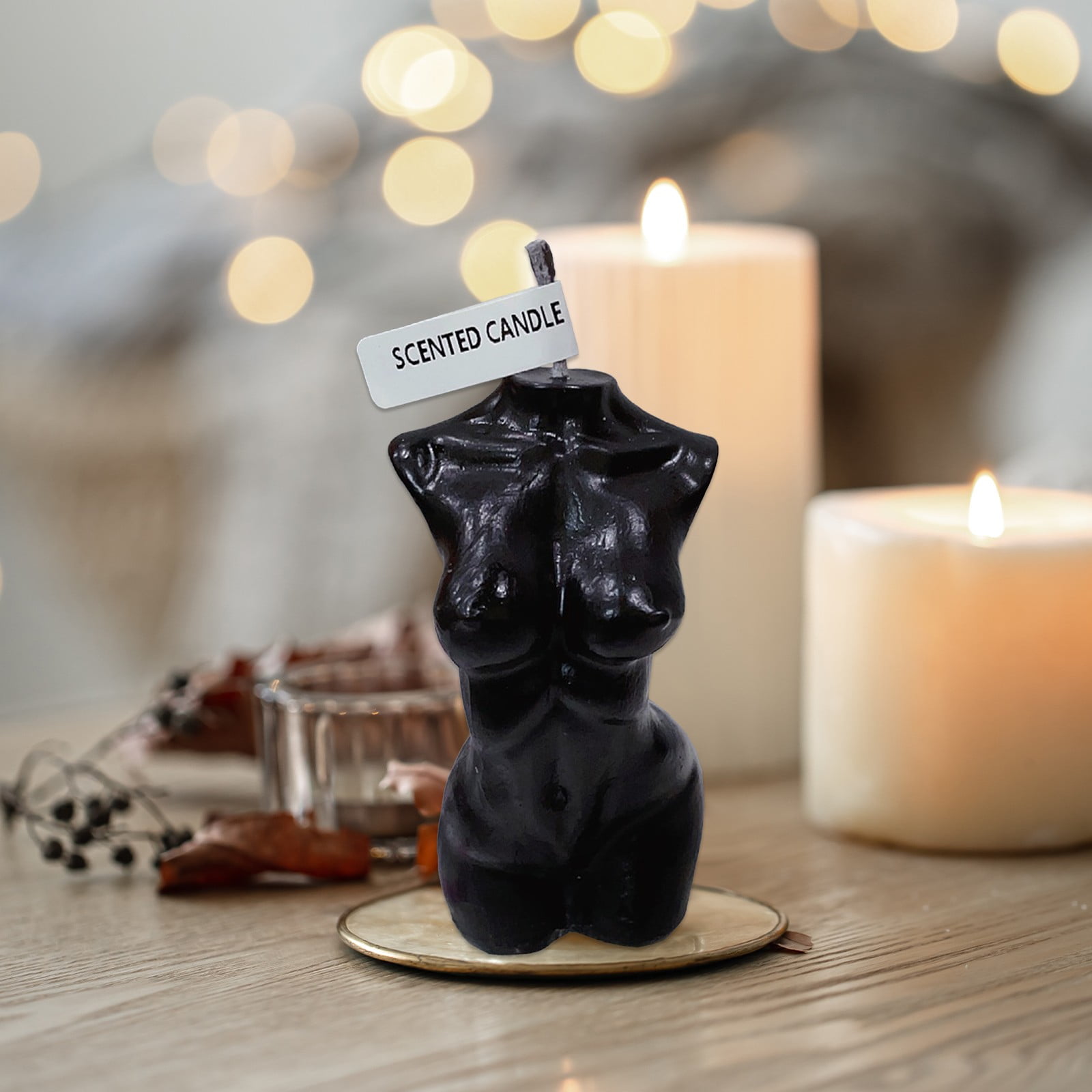 Luxicdy Body Shaped Candle, Female Body Candle Woman Candles for Living Room Bedroom Bathroom Home Table Aesthetic Decoration Christmas, Soy Wax Scented Candle Scented(Black)