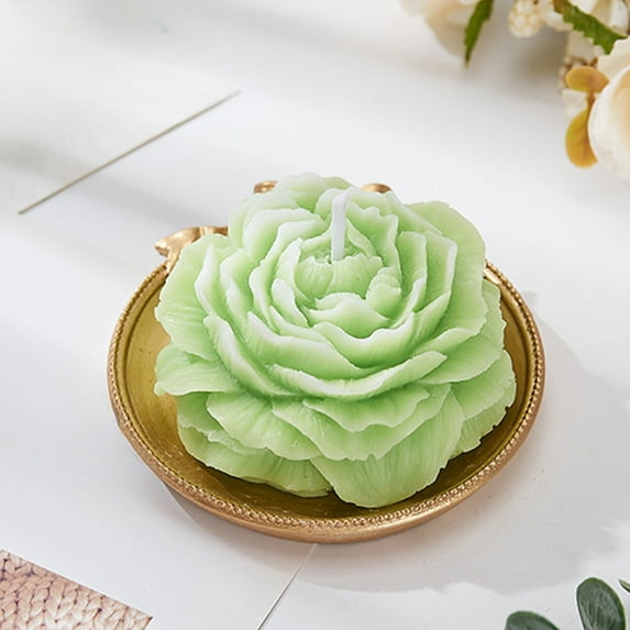 Luxicdy Peony Flower Shape Candles 1 Pack Soy Wax Decorative Candle for Bedroom Home Scented Candle Gift to Friends Family (Green)