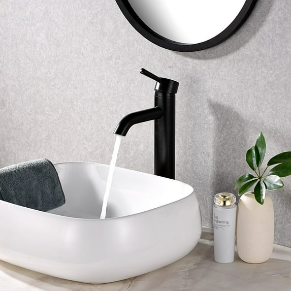 Luxier BSH03-T Single Handle 1-Hole Vessel Bathroom Faucet with Drain Oil Rubbed Bronze