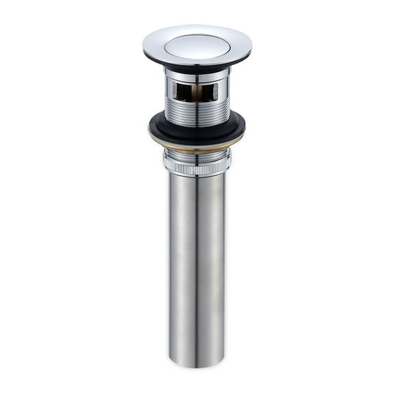 Luxier DS04-T Bathroom Sink Push Pop-Up Drain Stopper with Overflow Chrome