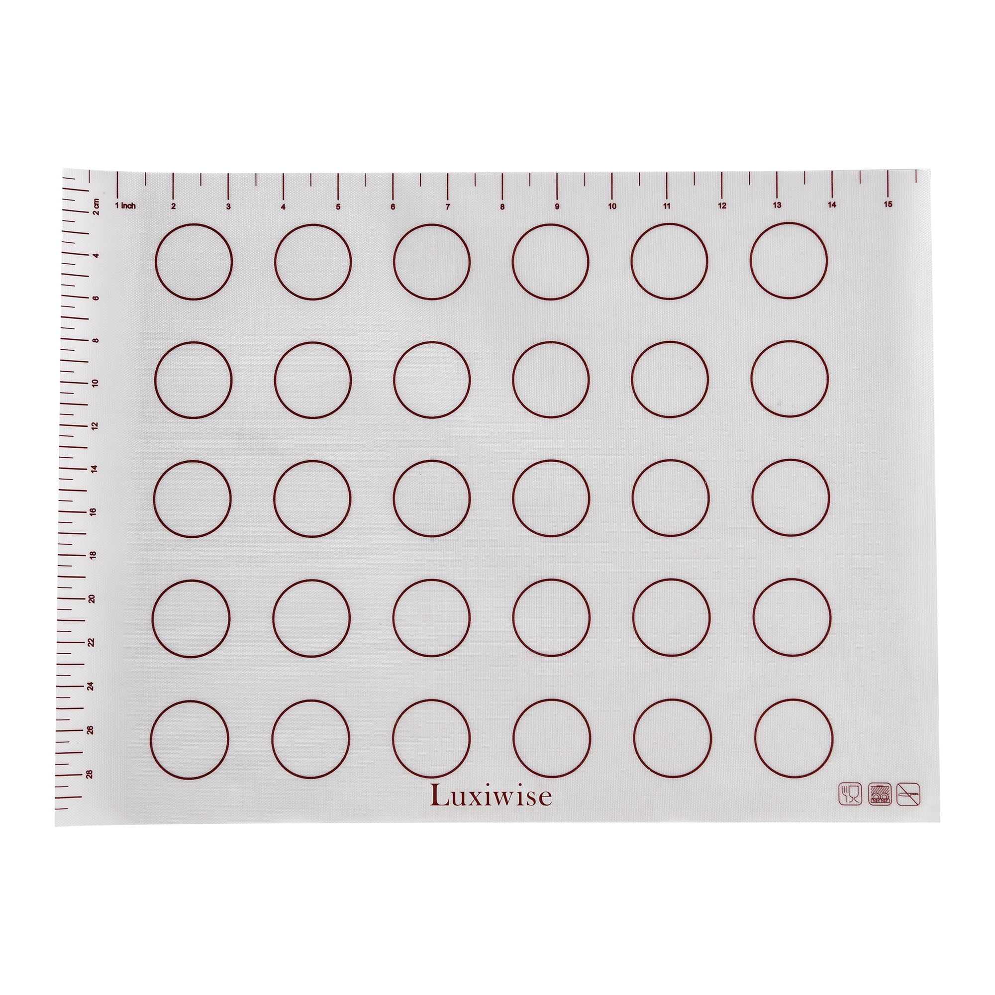 Luxiwise Silicone Baking Mat with Circle Guides & Measurement Scale for Cookies, Macarons, Pastries