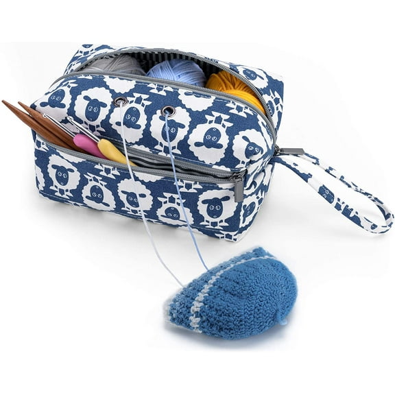 Luxja Small Yarn Storage Bag, Portable Knitting Bag for Yarn Skeins, Crochet Hooks, Knitting Needles (up to 8 Inches) and Other Small Accessories (Small, Sheep) Sheep Small(up to 8")