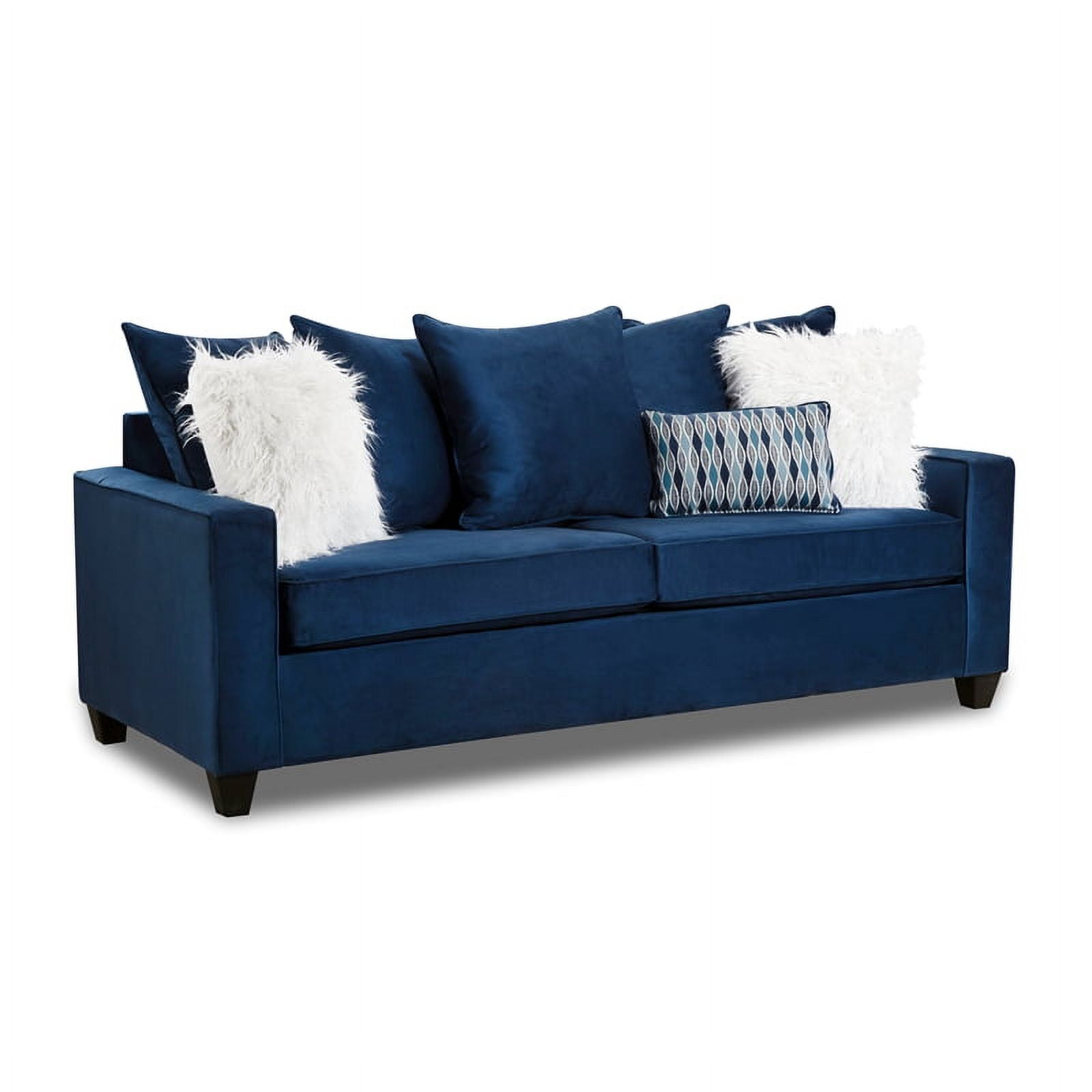 Behold Home Luxley Sofa with Accent Pillows in Navy Blue