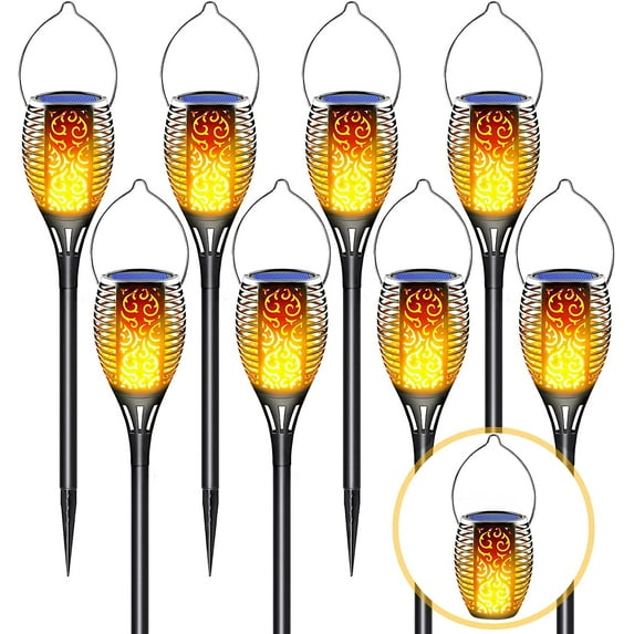 Luxlite Solar Lights Outdoor LED Light with Flickering Flame, Waterproof Solar Garden Lights for Path Landscape Patio Decor-8 Pack