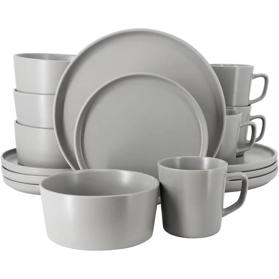 Luxmatte Dinnerware Set Light Grey Stoneware 16 Piece