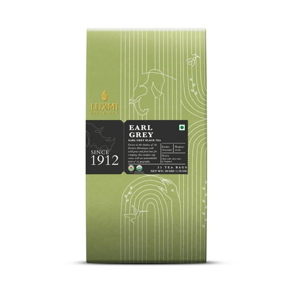 Luxmi Estates Garo Hills Earl Grey Tea 25 Tea Bags (50g) Pack | Certified Organic Black Tea