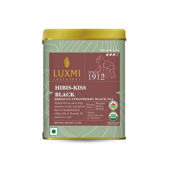 Luxmi Estates Hibis-Kiss Black Tea 100gm Tin | Certified Organic Black Tea