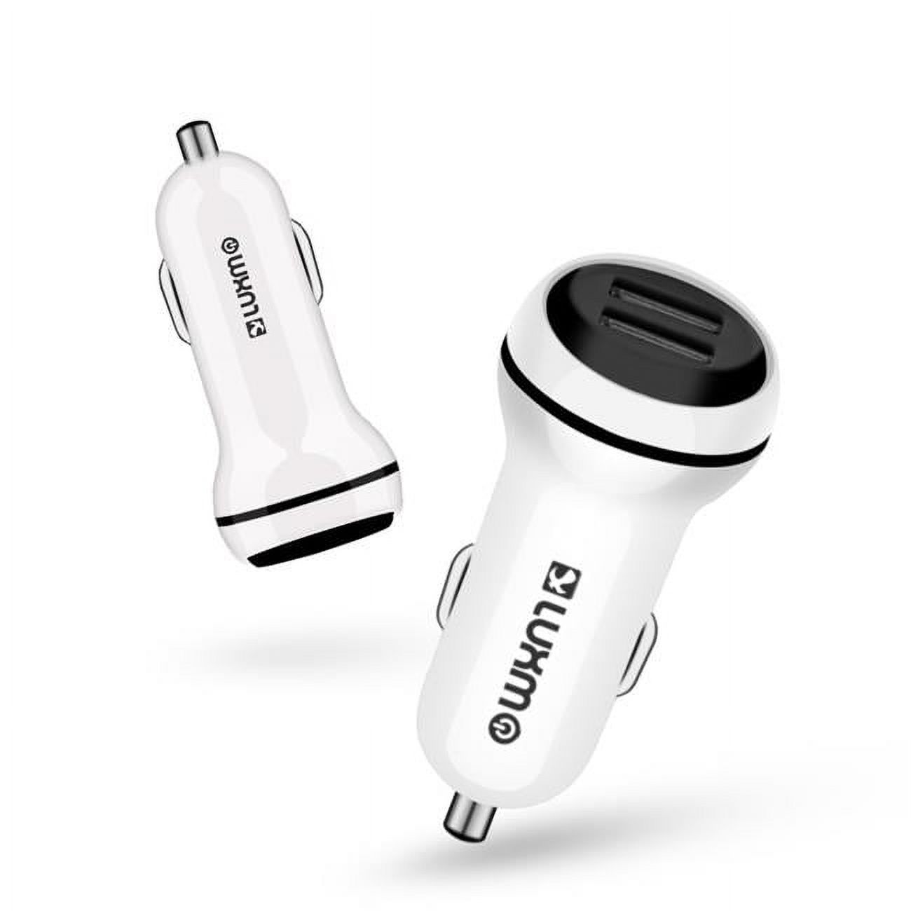 Luxmo 1 Universal Dual Usb 2.1a Car Charger With Smart Charge Ic Led Indicator - White - image 1 of 3