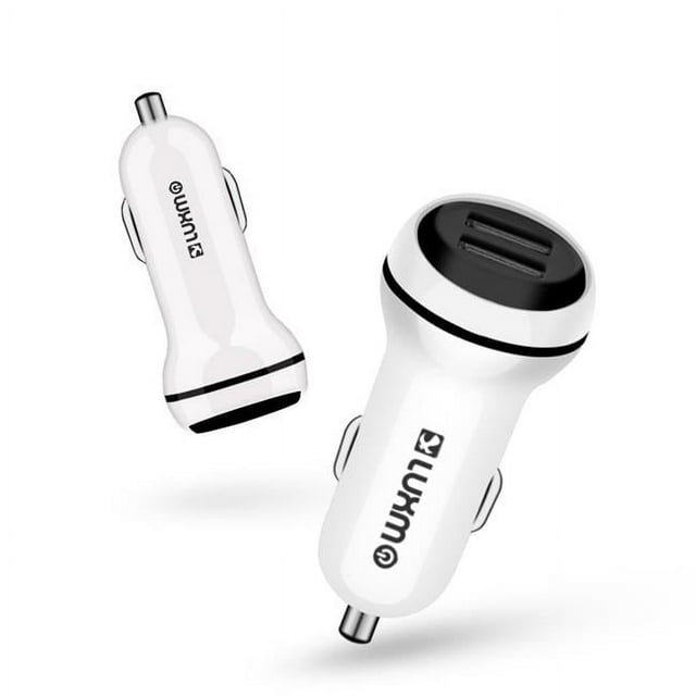 Luxmo 1 Universal Dual Usb 2.1a Car Charger With Smart Charge Ic Led Indicator - White