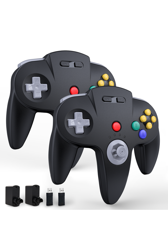 Luxmo 2.4 GHz Wireless Controller for N64 Console , Switch, PC, MacOS, RetroPie, Raspberry Pi and Other USB Devices(2 Pack)