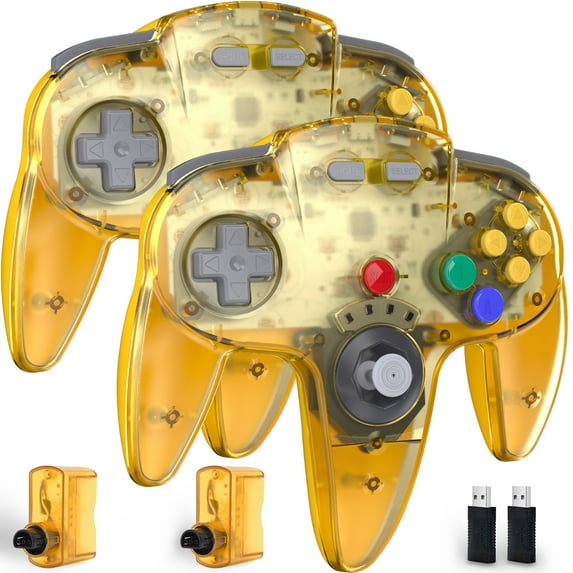 Luxmo 2.4 GHz Wireless Controller for N64 Console , Switch, PC, MacOS, RetroPie, Raspberry Pi and Other USB Devices(2 Pack)