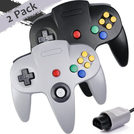 Luxmo 2Pack N64 Controller, Classic Retro Wired Controllers Gamepad Controller Joystick for N64 Console Video Games System(Gray)