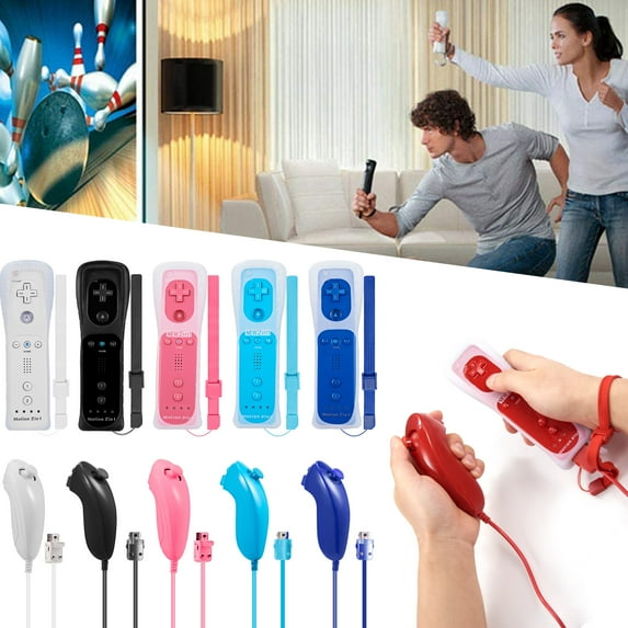 Luxmo 2in1 Built in Motion Plus Remote Controller Nunchuck Set Fo Wii&Wii U Video Games Console
