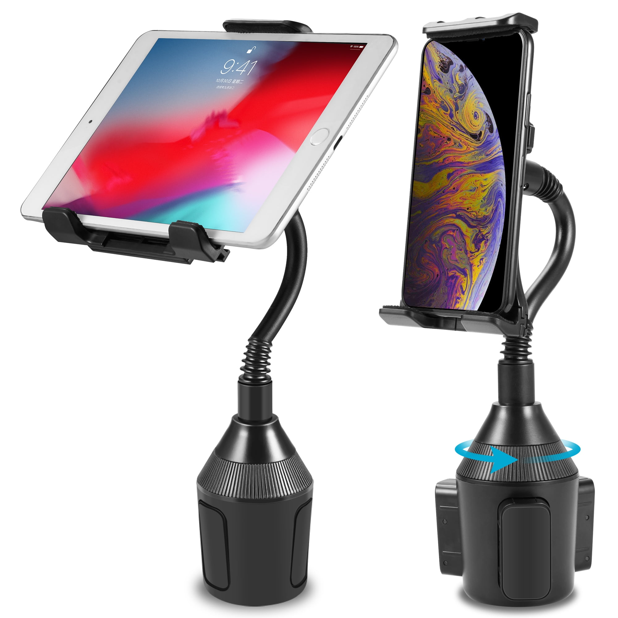 Luxmo Adjustable Long Arm Car Cup Holder Mount Stand Cradle for iPad Samsung Tablet GPS Phon