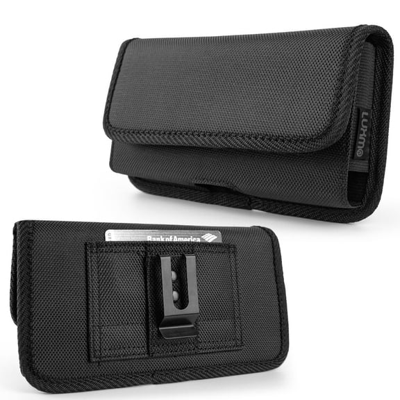 Luxmo Belt Holster Case for Visible Midnight - Horizontal Rugged Nylon [3 Card Slots] Phone Carrying Pouch (Fits with Cases) - Black