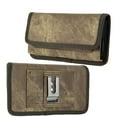 thumbnail image 1 of Luxmo Belt Holster Case for iPhone 13 - Horizontal Rugged Denim Fabric Nylon [3 Card Slots] Phone Carrying Pouch (Fits with Cases) - Tan Brown, 1 of 9