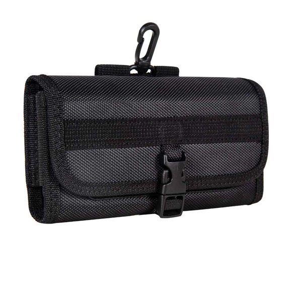 Luxmo Belt Holster for Motorola Edge 2023, Horizontal Secure Buckle Nylon Fabric Phone Pouch Clip Protector Wallet Case with Money Pocket, Card Slots and Belt Loops (Fits with Rugged Cases) - Black