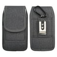 thumbnail image 1 of Luxmo Belt Holster for Nokia XR21 Case - Vertical Rugged Nylon [Card Slots & Pen Holder] Phone Carrying Case Pouch (Fits with Cases) with LED Flashlight - Dark Grey, 1 of 9