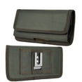 thumbnail image 1 of Luxmo Belt Holster for Samsung Galaxy A15 5G, Horizontal Nylon Fabric Phone Pouch Clip Protector Wallet Case with Strap Closure, Card Slots and Belt Loops (Fits with Rugged Cases) - Green, 1 of 9