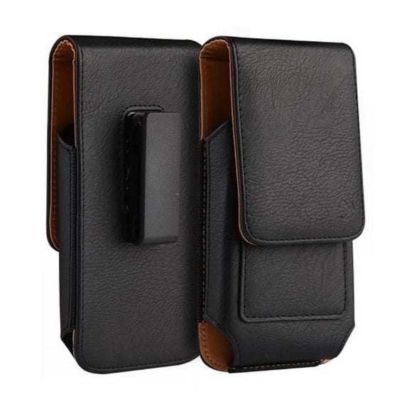 Luxmo Belt Holster for Samsung Galaxy S24+ Plus, Vertical PU Leather Phone Clip Pouch Carrying Wallet Case with Magnetic Closure and Card Slots - Black