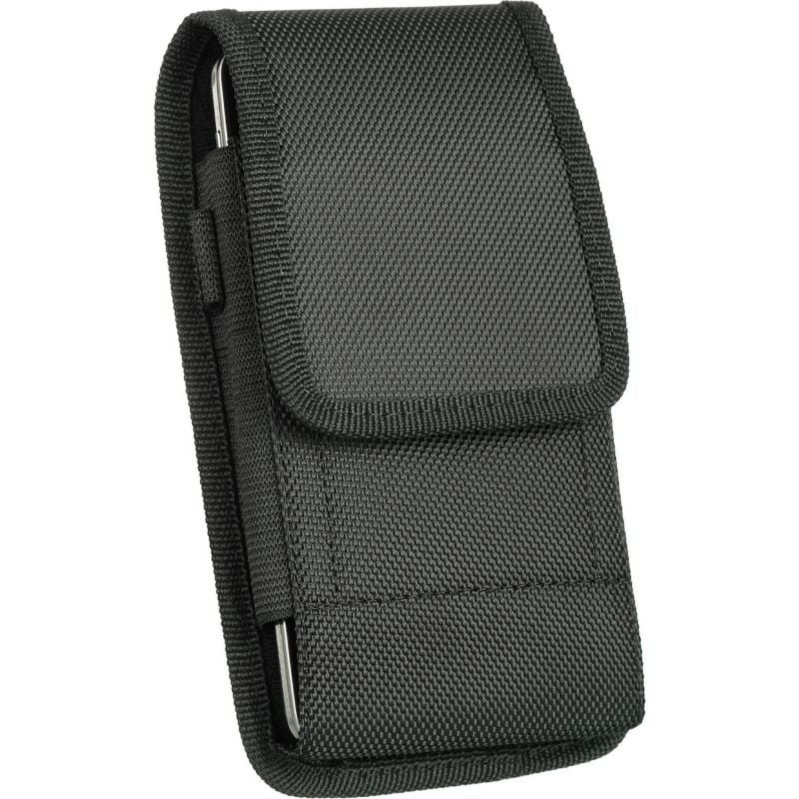Luxmo Belt Holster for Samsung Galaxy S24, Vertical Rugged Nylon [Pen Holder] Phone Carrying Pouch Clip Case with Secure Velcro Closure, Loops (Fits with Rugged Cases) - Black