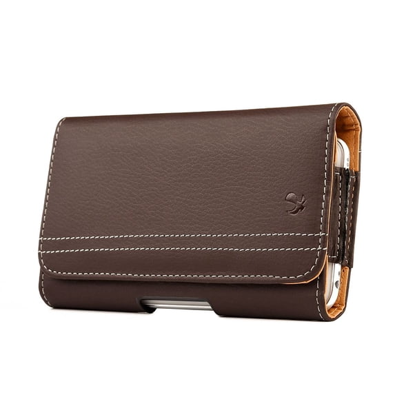 Luxmo Belt Holster for TCL 50 XL 5G, Horizontal PU Leather Phone Pouch Clip Wallet Case Protector with Magnetic Closure , Card Slot and Belt Loops (Fits with Rugged Cases) - Brown