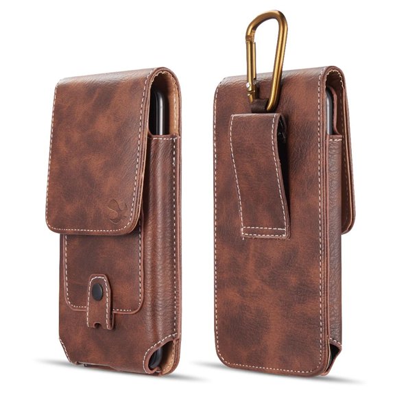 Luxmo Belt Holster for Celero 5G+ Case - Vertical PU Leather Magnetic Closure Phone Carrying Case Pouch with LED Flashlight - Brown