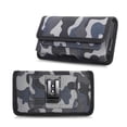 thumbnail image 1 of Luxmo Belt Holster for HMD Vibe, Pouch Holder Phone Case, Hook & Loop Closure/Card Slots, Nylon - Gray Blue Camo, 1 of 8