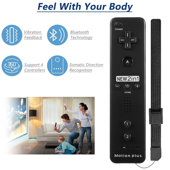 Luxmo Built in Motion Plus Remote Controller for Wii/Wii U Console Video Games Console with Silicone Case and Wrist Strap