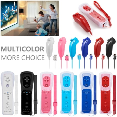 Luxmo Built in Motion Plus Remote Nunchuck Controller + Case for Wii / Wii U Video Games Console