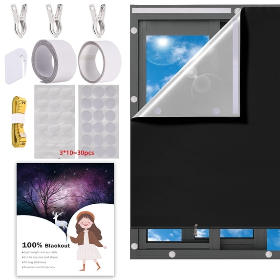 Luxmo Portable Blackout Shades Travel Window Blackout Curtains, 100% Blackout Material Temporary Blackout Blinds for Baby Nursery, Bedroom, Dorm Room, Travel or Office Use