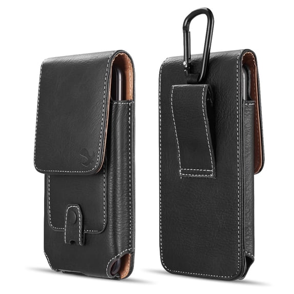 Luxmo Pouch for TCL 20 XE (Vertical PU Leather Travel Belt Holster Phone Holder Carrying Clip Case) - Black