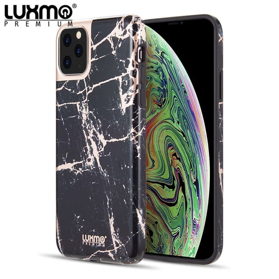 Luxmo Premium Marblicious Collection For Iphone 11 Max Mattedmarble Tpu Case - Black Rose Marble