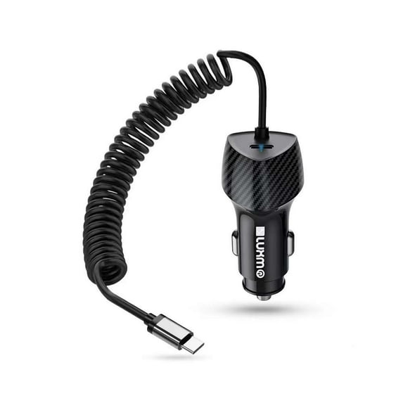 Luxmo Universal 40W (20W + 20W) USB-C Car Charger High Power Fast Charging PD Auto Power Adapter (USB-C Power Delivery Port) for Samsung Galaxy A53 5G, A43 5G, A33 5G, A23 5G, A13 5G - Black