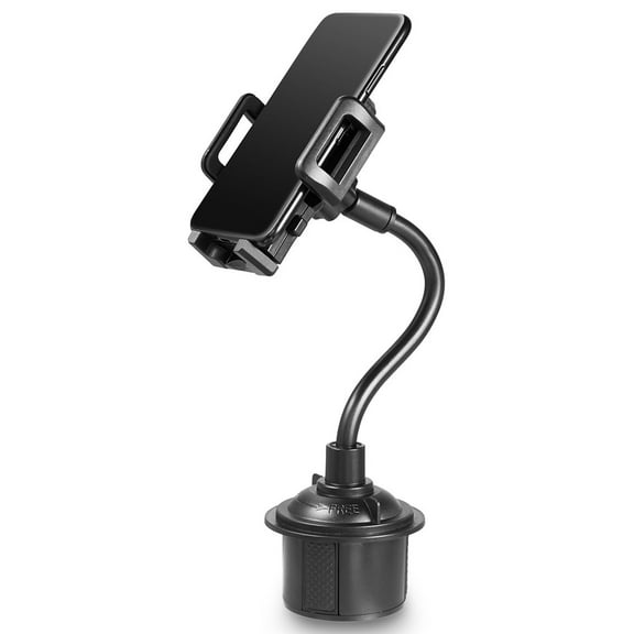Luxmo Universal Cup Holder Car Mount With Long Adjustable Arm And Rotatable Cradle With Quick Release Button - Black