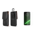 thumbnail image 1 of Luxmo Vertical Belt Holster Carrying Case with Card Slots (Black) for Motorola Moto G7, Moto G7 Plus with Tempered Glass Screen Protector and Atom Cloth, 1 of 8