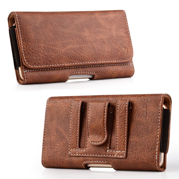 Luxmo Wallet Series Case for Google Pixel 3a - PU Leather Phone Belt Holster Carry Pouch with Card Slots/Coin Holders and Atom Cloth for Google Pixel 3a - Brown