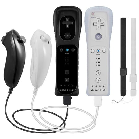 Luxmo Wii Remote Controller Motion Plus and Nunchuck for Wii/Wii U Console Video Games(black)