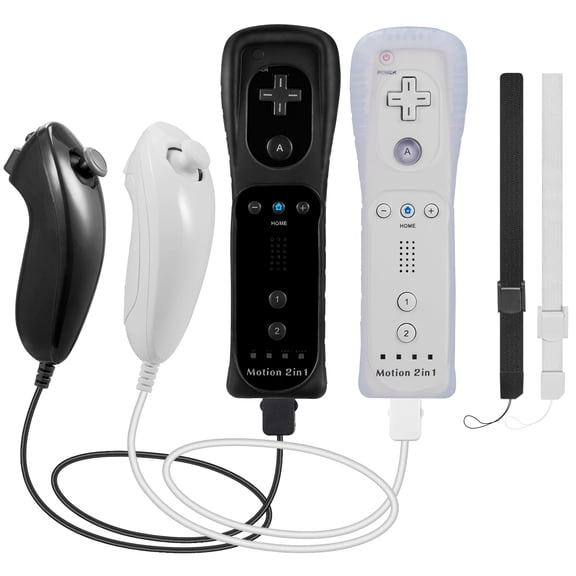 Luxmo Wii Remote Controller Motion Plus and Nunchuck for Wii/Wii U Console Video Games(black)