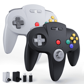 Luxmo Wireless 2.4G N64 Controller Game Pad Joystick for N64 Game System/Switch PC Mac(2 Pack)