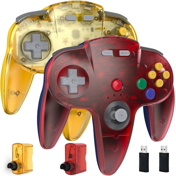 Luxmo Wireless 2.4G N64 Controller Game Pad Joystick for N64 Game System/Switch PC Mac(2 Pack)