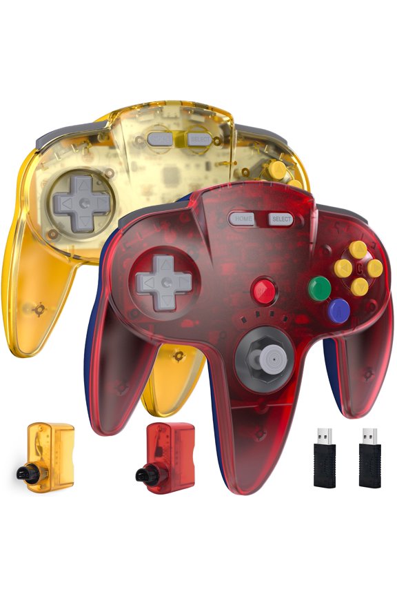 Luxmo Wireless 2.4G N64 Controller Game Pad Joystick for N64 Game System/Switch PC Mac(2 Pack)