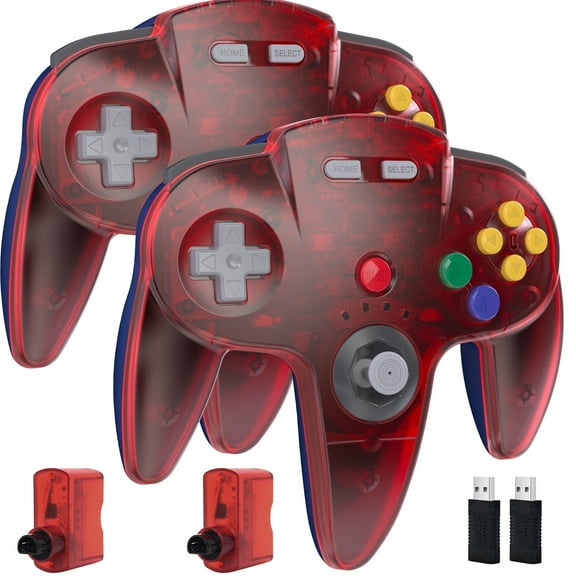Luxmo Wireless 2.4G N64 Controller Game Pad Joystick for N64 Game System/Switch PC Mac(2 Pack)