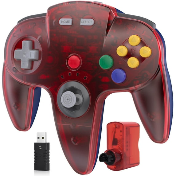 Luxmo Wireless 2.4G N64 Controller Game Pad Joystick for N64 Game System/Switch PC Mac