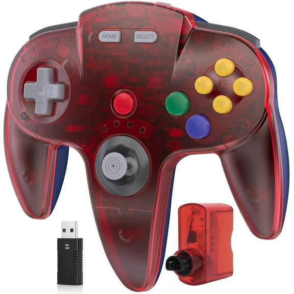 Luxmo Wireless 2.4G N64 Controller Game Pad Joystick for N64 Game System/Switch PC Mac