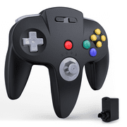 Luxmo Wireless N64 Controller, 2.4GHZ Wireless Joystick Controller Gamepad Compatible with N64 System Video Console (Black)