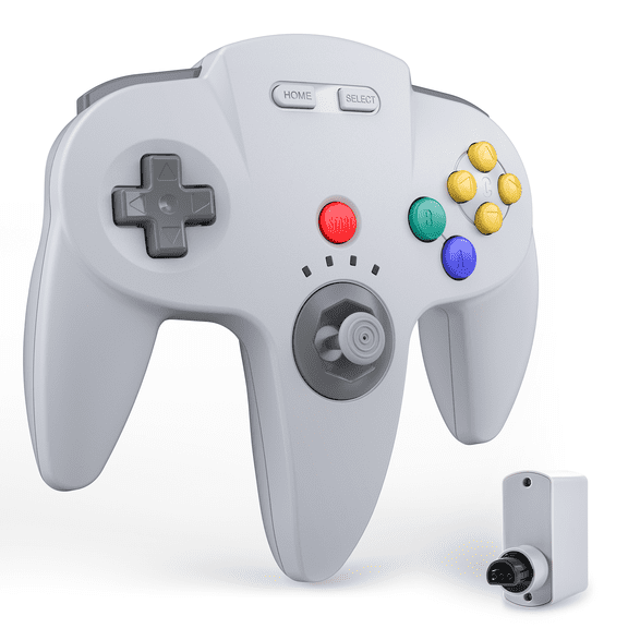 Luxmo Wireless N64 Controller, 2.4GHZ Wireless Joystick Controller Gamepad Compatible with N64 System Video Console (Gray)