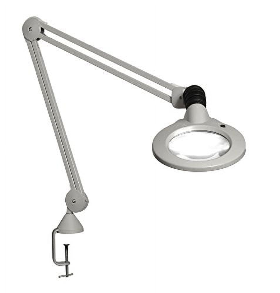 Luxo 18113LG KFM LED Illuminated Magnifier, 45" Arm, 3 Diopter, Edge Clamp, Light Gray